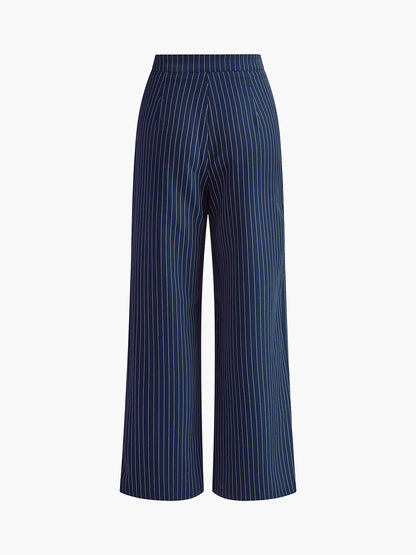 Pinstripe Pleated Wide Leg Pants