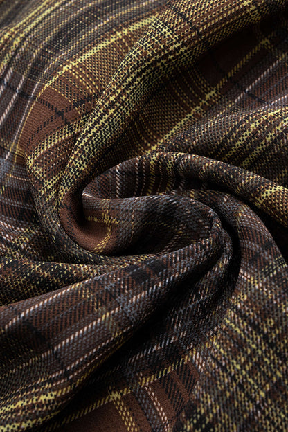 Plaid Ruched Asymmetrical Skirt