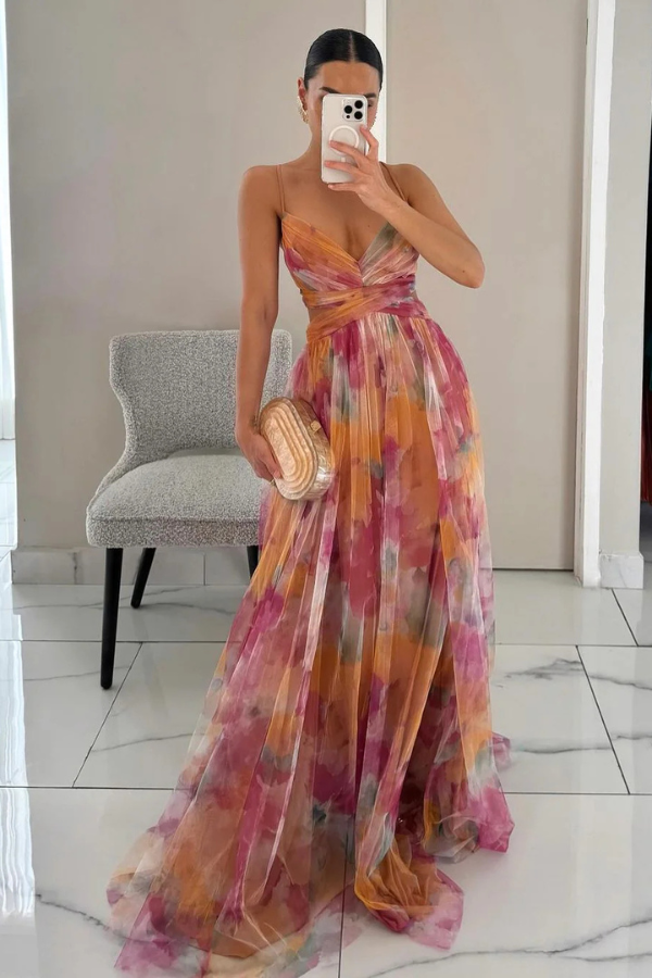 Pleated Lightweight Maxi Dress