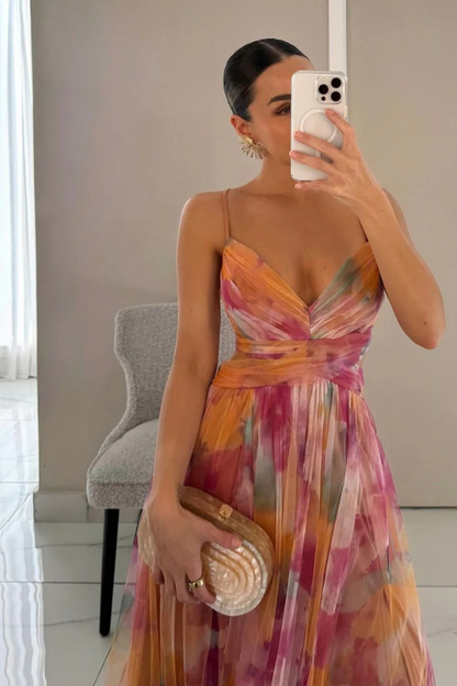 Pleated Lightweight Maxi Dress