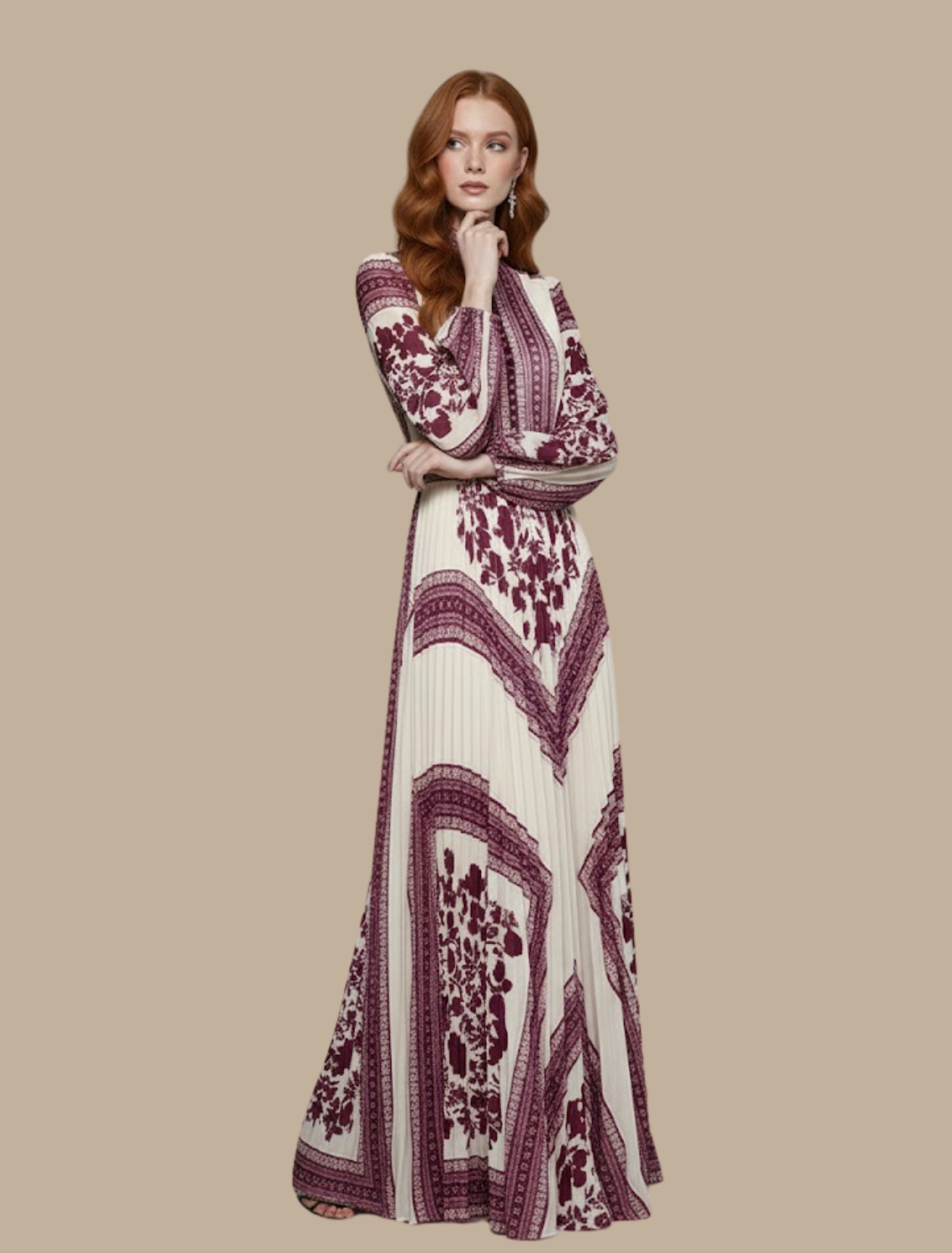 Pleated Maxi Evening Dress