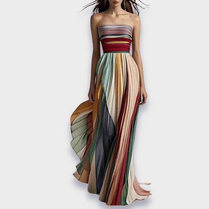 Pleated Strapless Maxi Dress