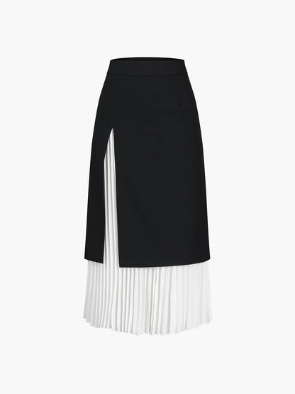Pleated Two Tone Midi Skirt