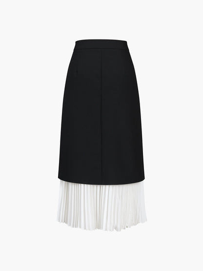 Pleated Two Tone Midi Skirt