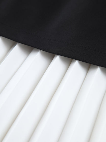 Pleated Two Tone Midi Skirt