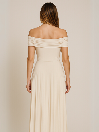 Pleated V-Neck Maxi Dress