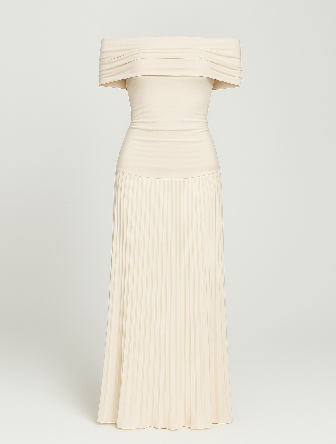 Pleated V-Neck Maxi Dress