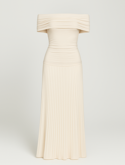 Pleated V-Neck Maxi Dress