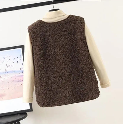 Plush Fabric Sleeveless Jacket