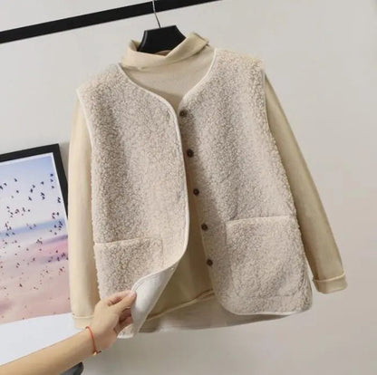 Plush Fabric Sleeveless Jacket