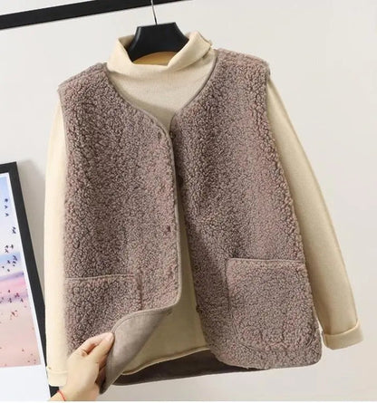 Plush Fabric Sleeveless Jacket