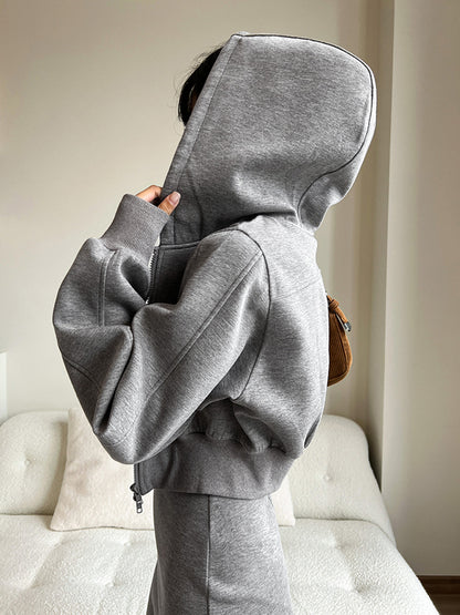 Rayon Blend Zip Detail Hoodie
