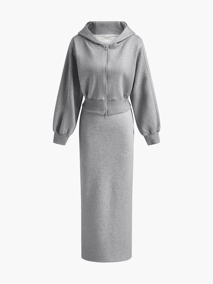 Rayon Blend Zip Detail Hoodie