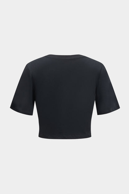 Rhinestone Embellished Cotton T-Shirt