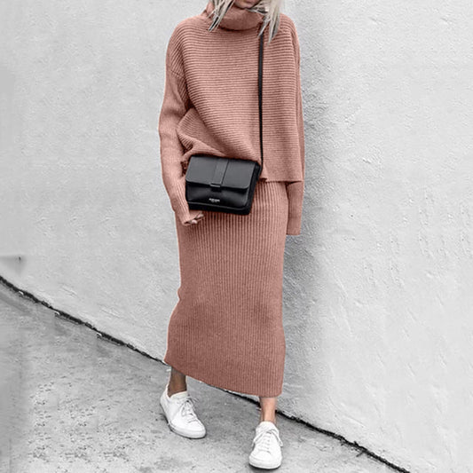 Ribbed Knit Long Sleeve Two Piece Set