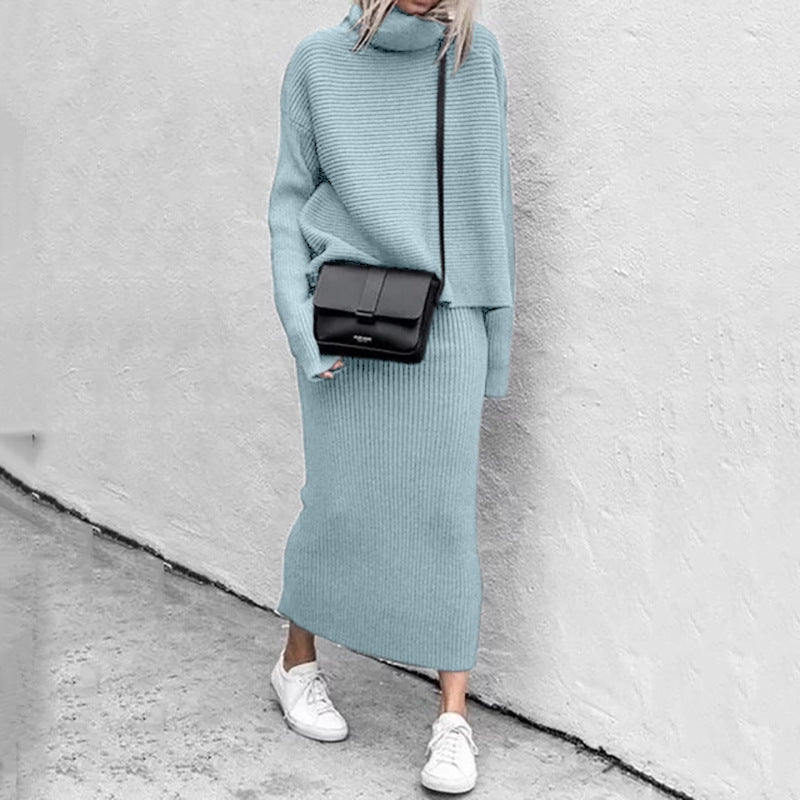 Ribbed Knit Long Sleeve Two Piece Set
