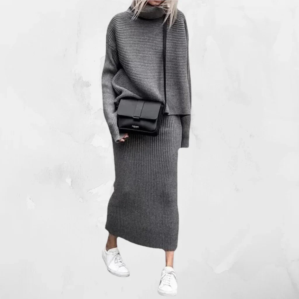 Ribbed Knit Long Sleeve Two Piece Set