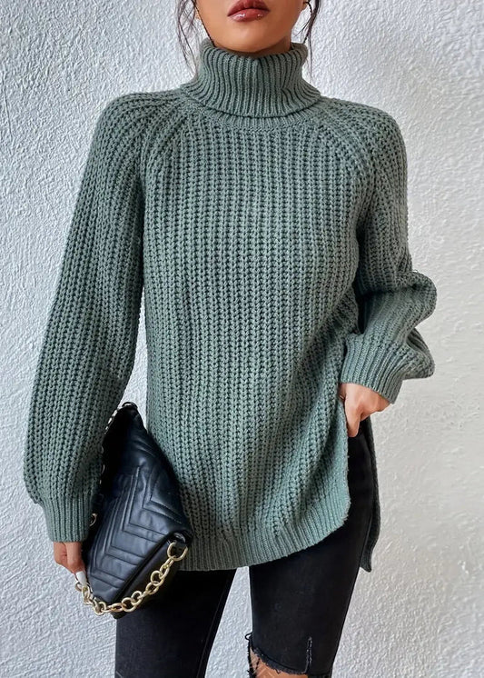 Ribbed Knit Turtleneck Sweater