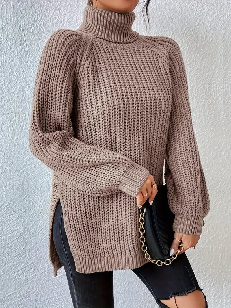 Ribbed Knit Turtleneck Sweater