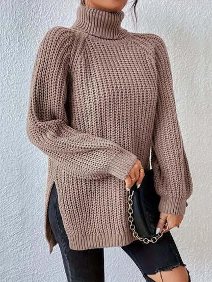 Ribbed Knit Turtleneck Sweater