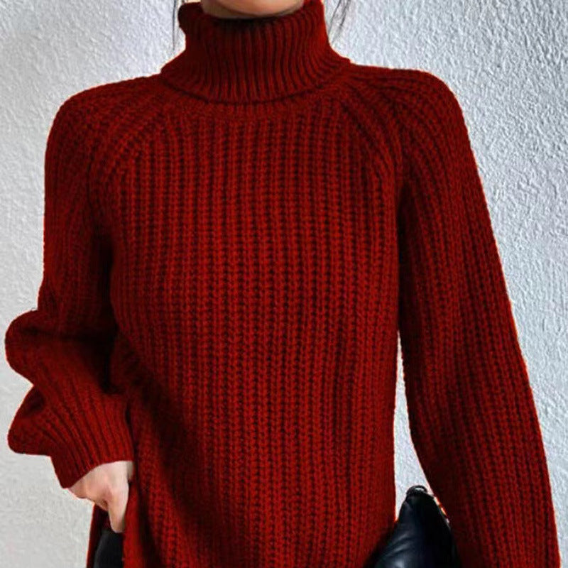 Ribbed Knit Turtleneck Sweater