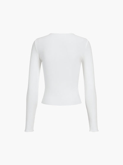 Ribbed Long Sleeve Crew Neck Women's Top