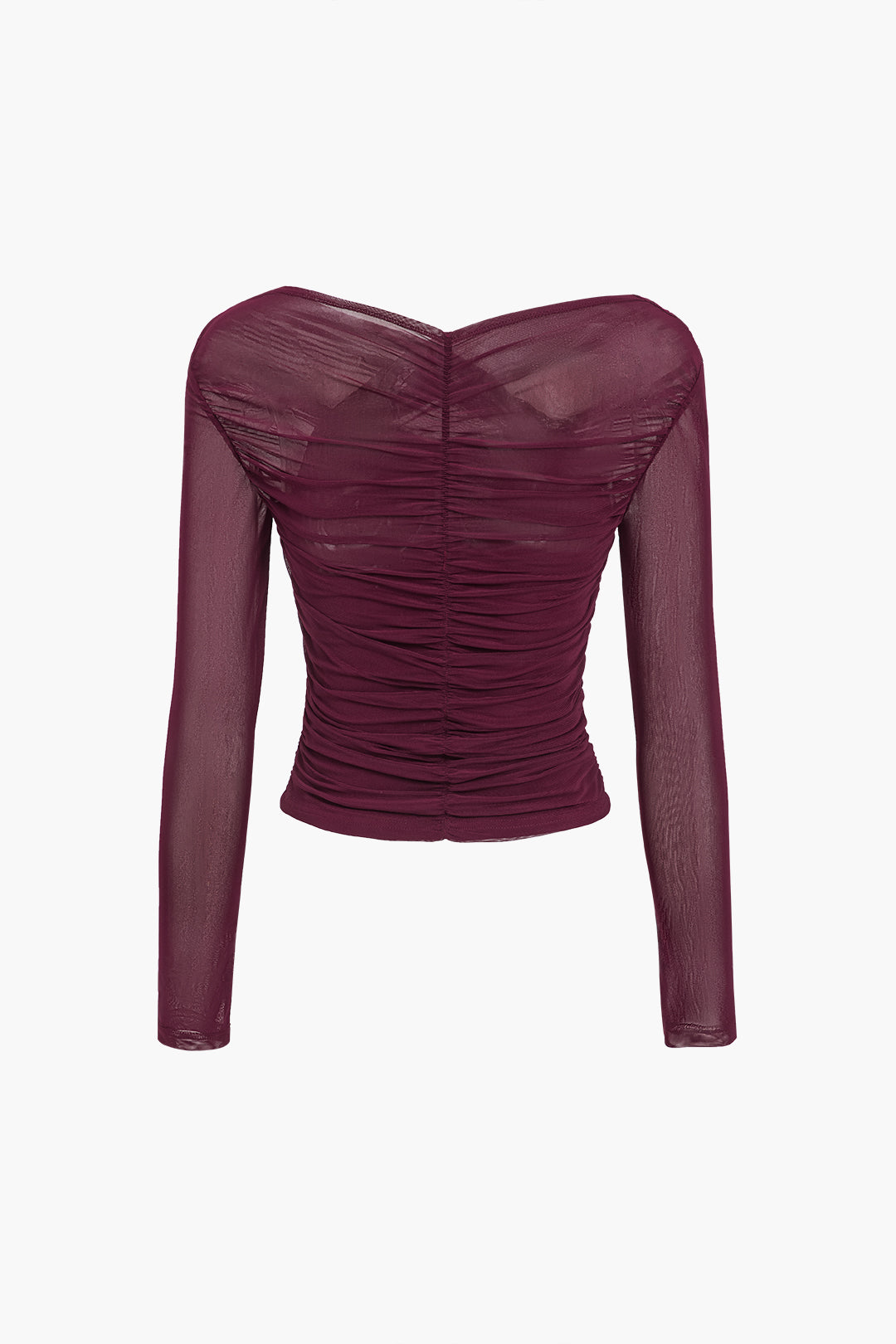 Ruched Mesh Long Sleeve Women's Top