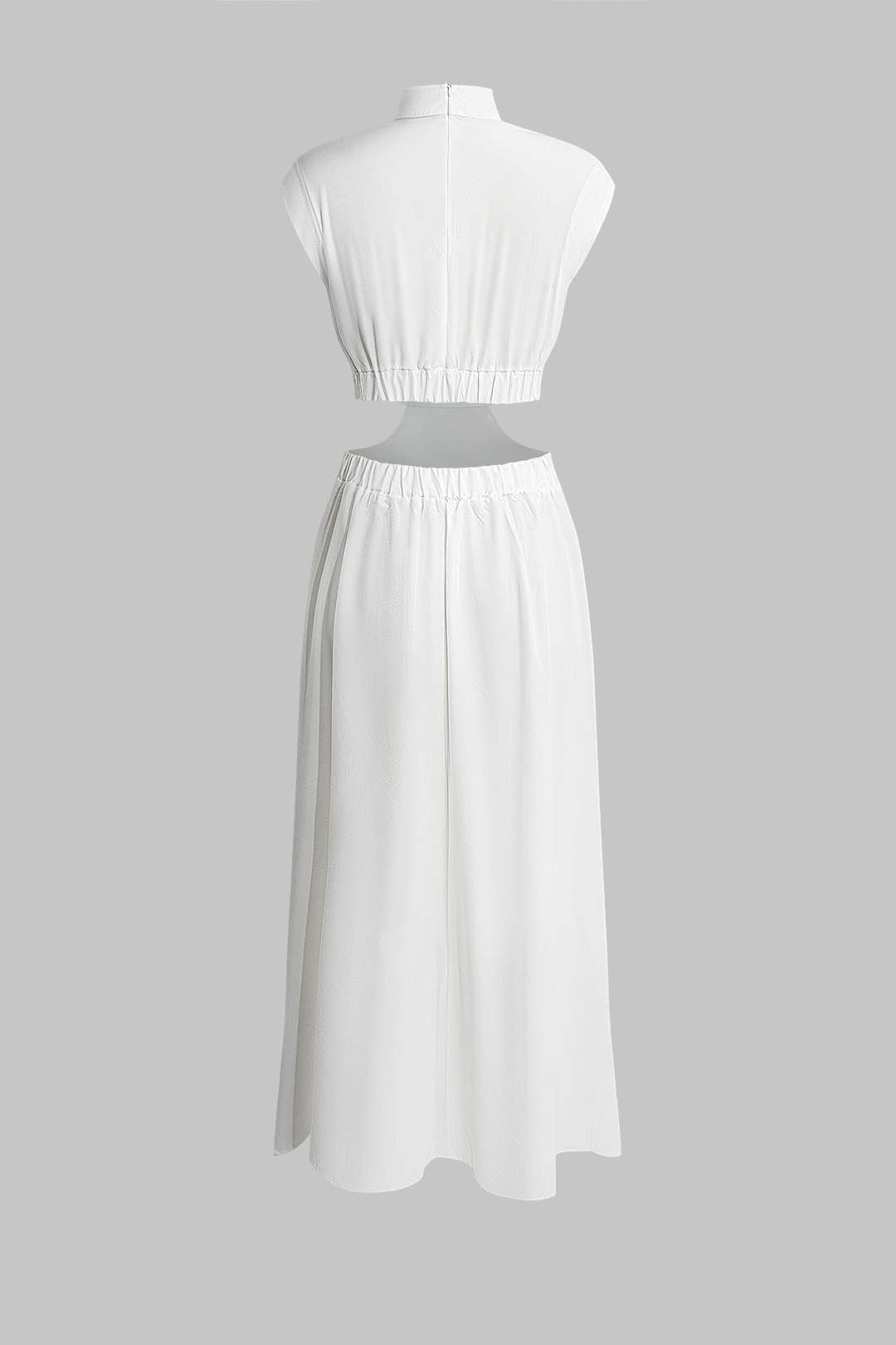 Ruched Mock Neck Maxi Dress