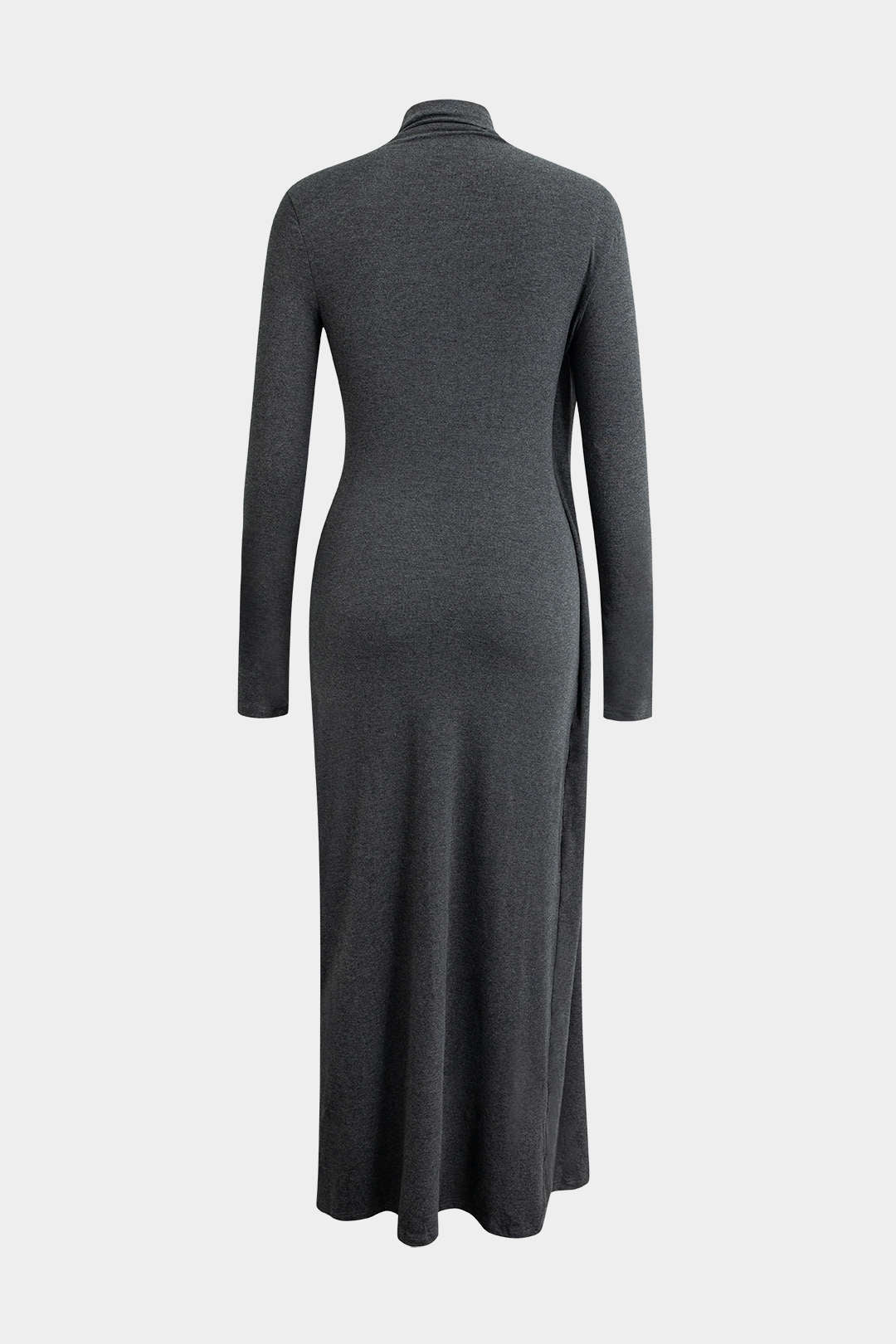 Ruched Mock Neck Maxi Dress