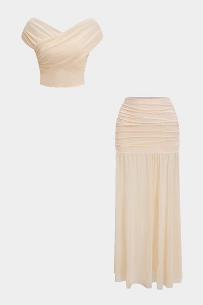 Ruched Patchwork Two Piece Set