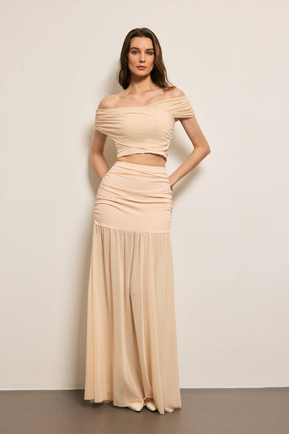 Ruched Patchwork Two Piece Set