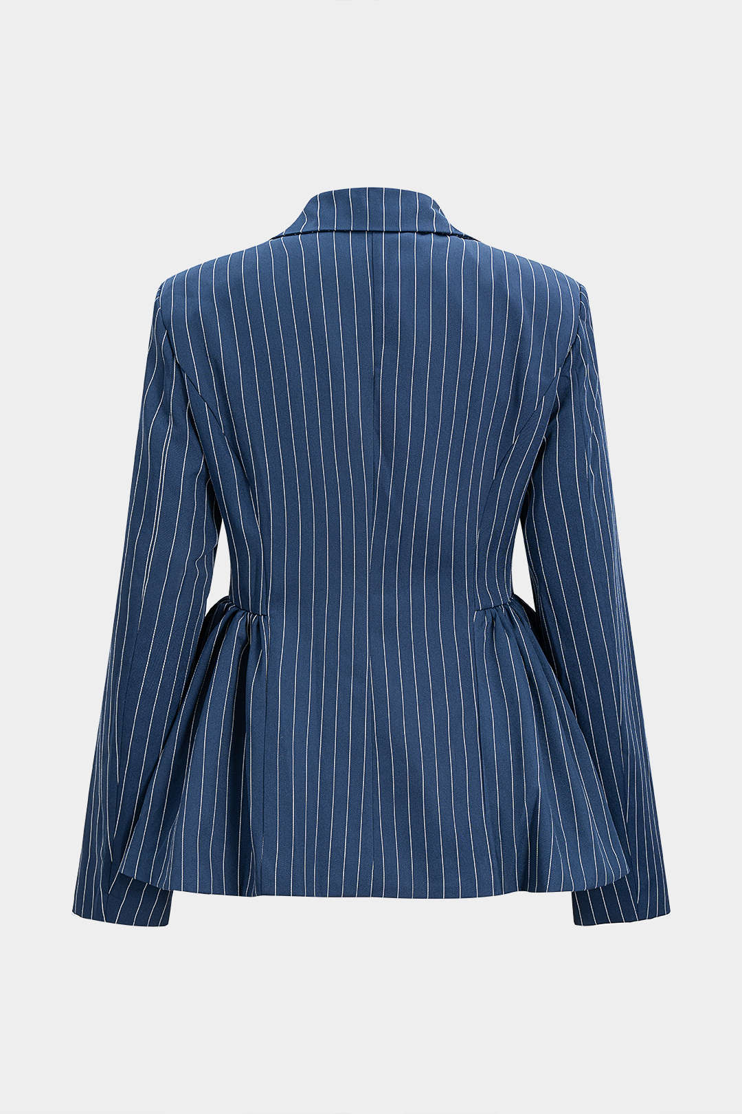 Ruched Shoulder Pad Striped Blazer