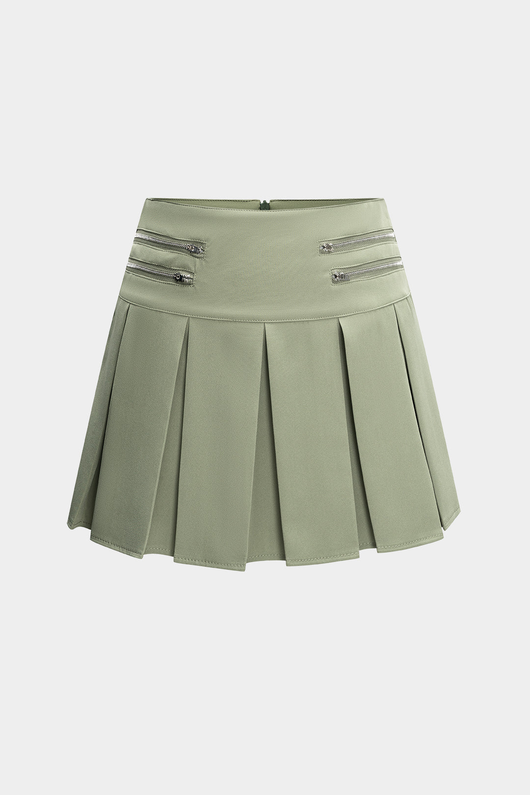 Ruched Stretch Fabric Zippered Skirt