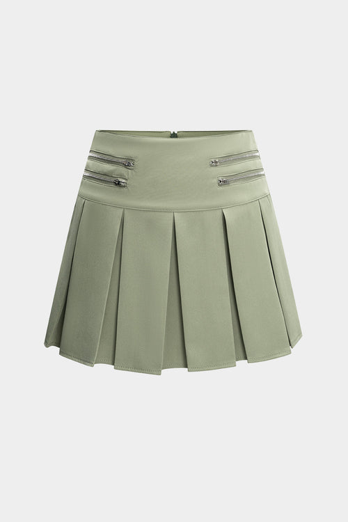 Ruched Stretch Fabric Zippered Skirt