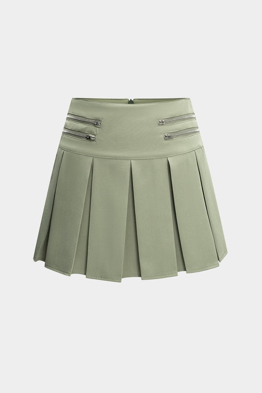 Ruched Stretch Fabric Zippered Skirt