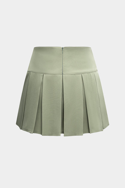 Ruched Stretch Fabric Zippered Skirt