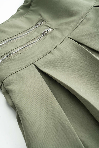 Ruched Stretch Fabric Zippered Skirt