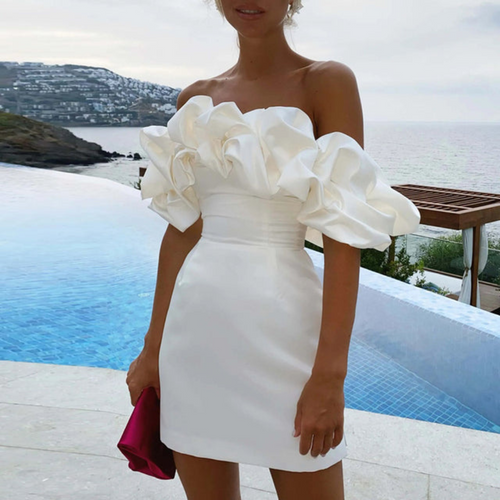 Ruffle Neck Lightweight Mini Dress