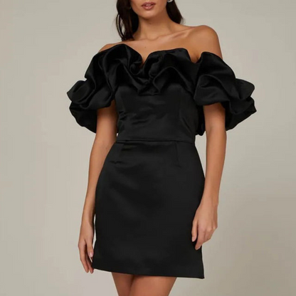 Ruffle Neck Lightweight Mini Dress