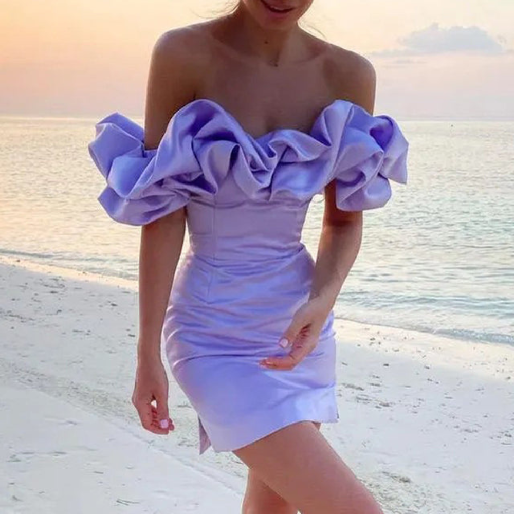 Ruffle Neck Lightweight Mini Dress