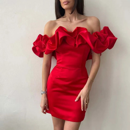 Ruffle Neck Lightweight Mini Dress