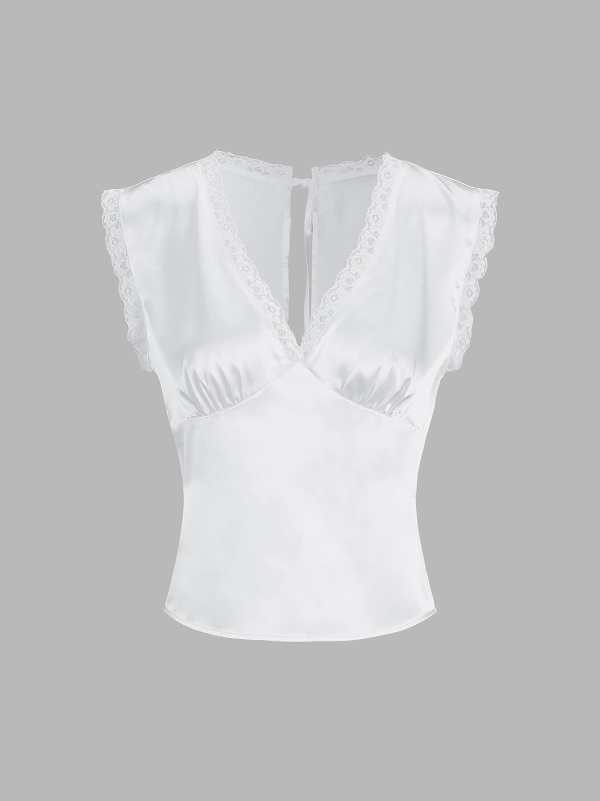 Satin Lace Trim Two Piece Skirt Set