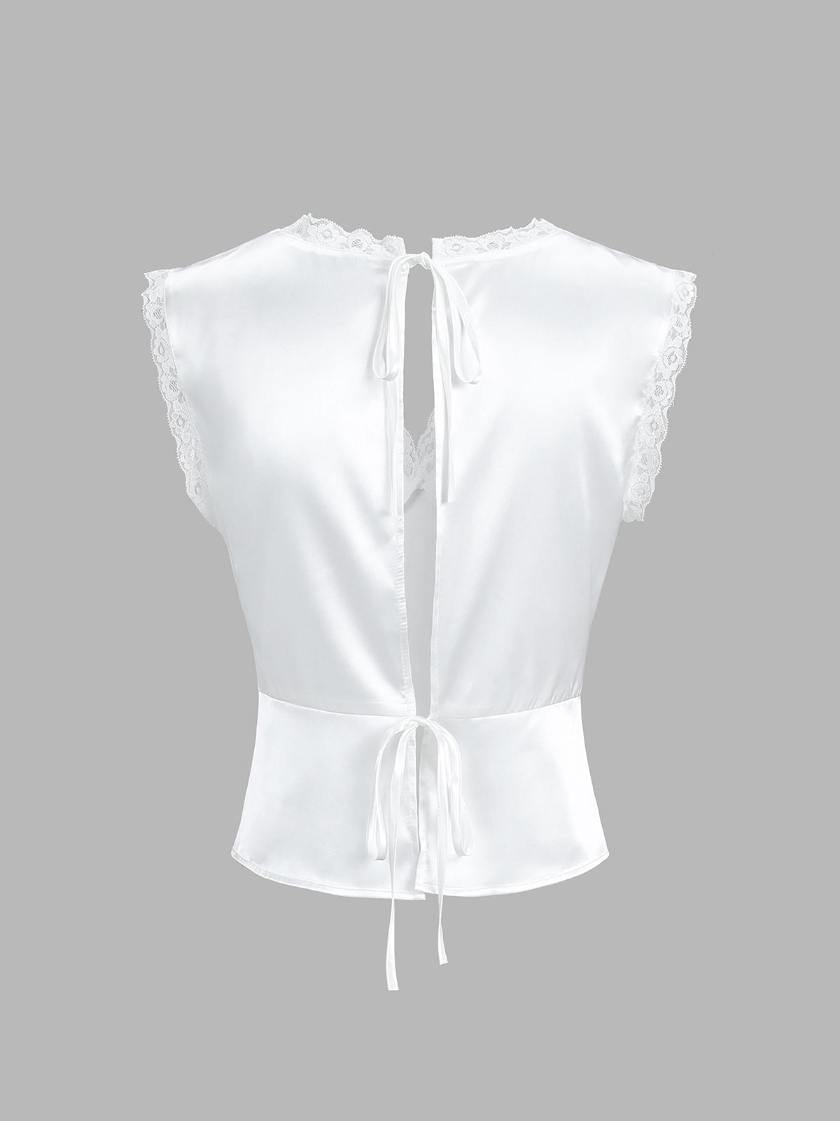 Satin Lace Trim Two Piece Skirt Set