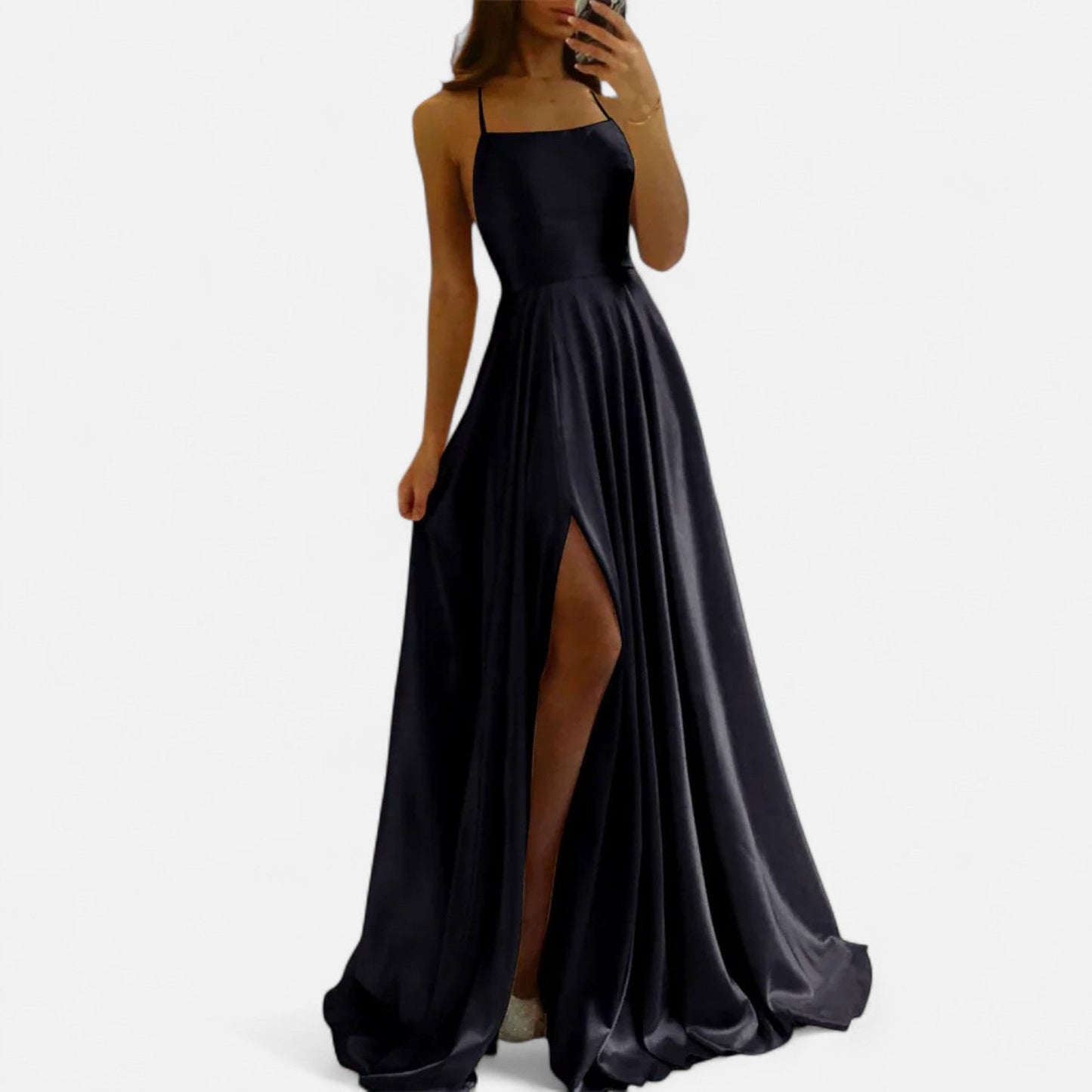 Satin Side Slit Maxi Dress
