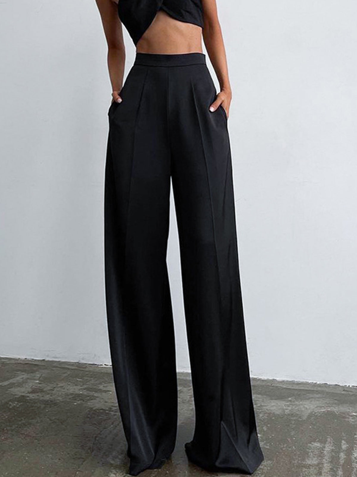 Satin Wide Leg Dress Pants