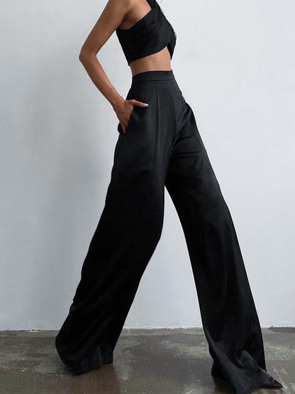 Satin Wide Leg Dress Pants