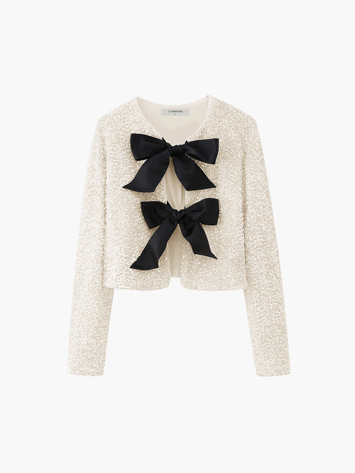 Sequined Velvet Bowknot Jacket