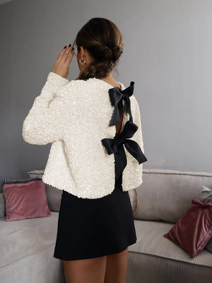 Sequined Velvet Bowknot Jacket