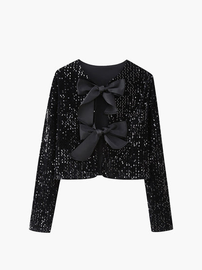 Sequined Velvet Bowknot Jacket