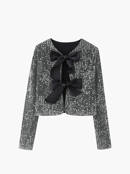 Sequined Velvet Bowknot Jacket